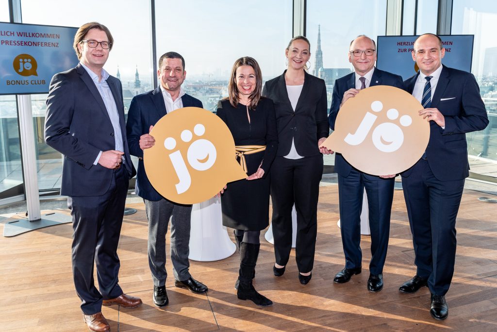 Mario Günther Rauch (Jö Club), Marcel Haraszti (REWE), Janet Kath (Interior), Ulrike Kittinger (Jö Club) Klaus-Jürgen Schneider und Enver Sirucic (BAWAG)